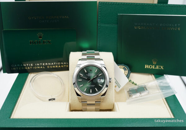 BRAND NEW Rolex 126300 DATEJUST 41 MINT GREEN DIAL OYSTER BAND 2023 COMPLETE SET - Image 2