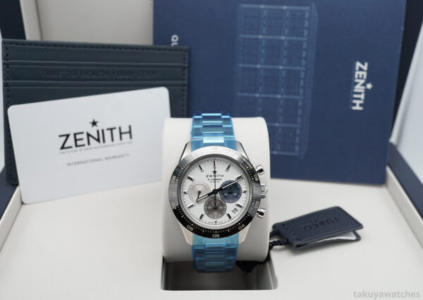 BRAND NEW ZENITH CHRONOMASTER SPORT El PRIMERO WHITE TRICOLOR DIAL BRACELET 2023 FULL SET - Image 2