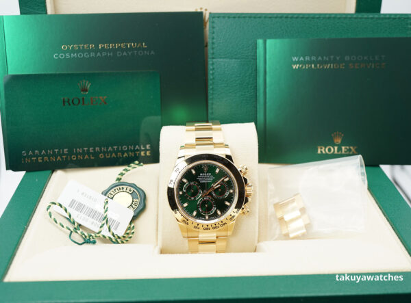MINT Rolex 116508 DAYTONA 18K YELLOW GOLD GREEN DIAL JOHN MAYER 2023 FULL SET - Image 2