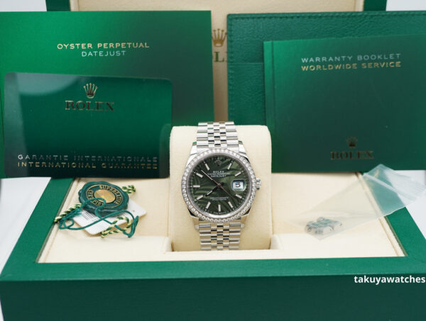 Rolex 126284RBR DATEJUST 36 PALM DIAL DIAMOND BEZEL JUBILEE BAND 2022 FULL SET - Image 2
