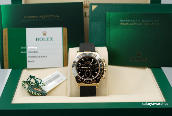 Rolex 116518LN DAYTONA 18K YELLOW GOLD BLACK DIAL OYSTERFLEX 2020 FULL SET - Image 2