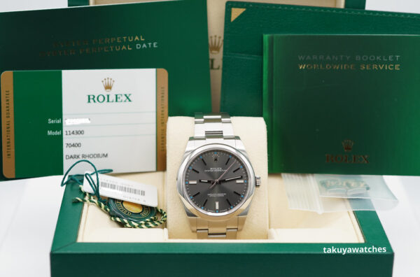Rolex 114300 OYSTER PERPETUAL DARK RHODIUM DIAL 39MM COMPLETE SET - Image 2