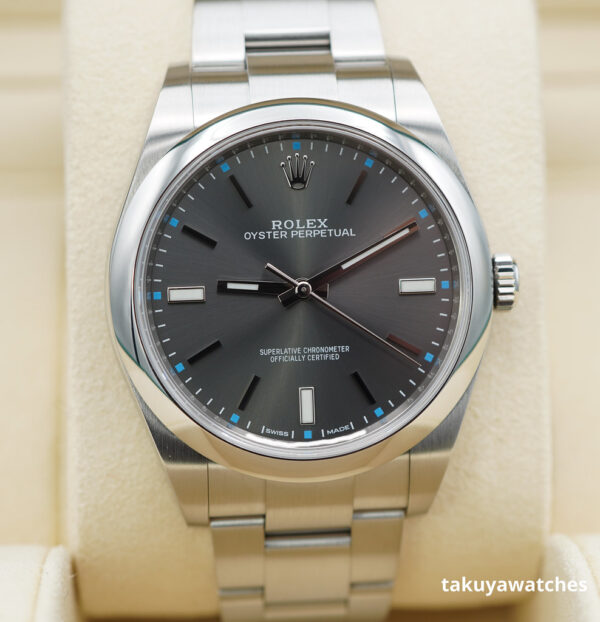 Rolex 114300 OYSTER PERPETUAL DARK RHODIUM DIAL 39MM COMPLETE SET