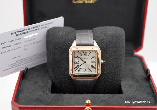 Cartier SANTOS DUMONT EXTRA LARGE ROSE GOLD SILVER DIAL 2022 WARRANTY FULL SET - Image 2