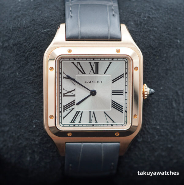 Cartier SANTOS DUMONT EXTRA LARGE ROSE GOLD SILVER DIAL 2022 WARRANTY FULL SET