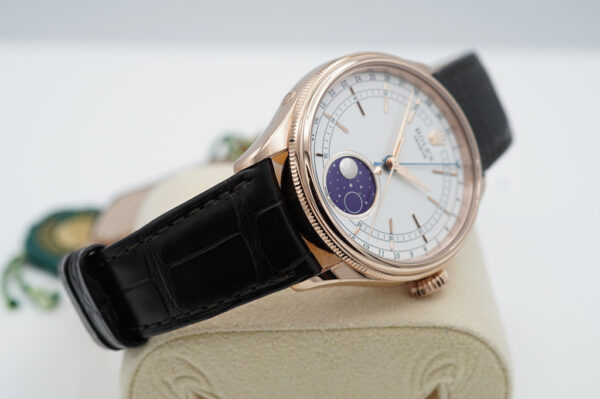 NEW Rolex 50535 CELLINI MOONPHASE 18K EVEROSE GOLD 39MM WARRANTY FULL SET - Image 5