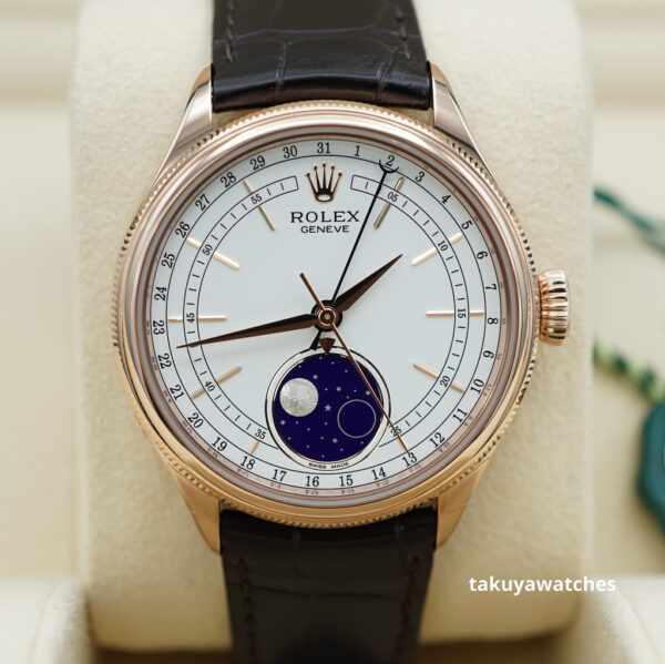 NEW Rolex 50535 CELLINI MOONPHASE 18K EVEROSE GOLD 39MM WARRANTY FULL SET