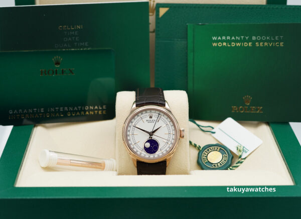 NEW Rolex 50535 CELLINI MOONPHASE 18K EVEROSE GOLD 39MM WARRANTY FULL SET - Image 2