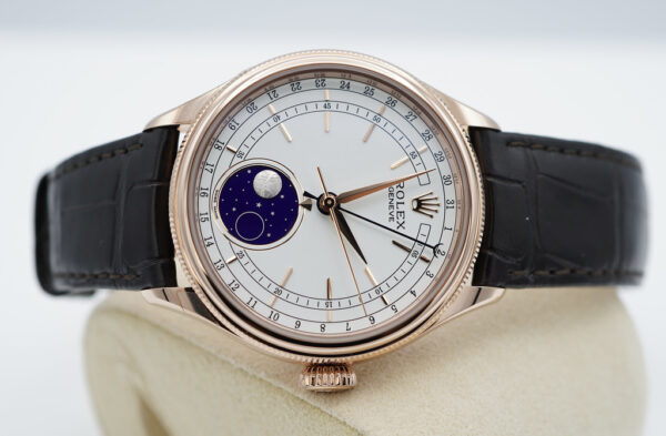 NEW Rolex 50535 CELLINI MOONPHASE 18K EVEROSE GOLD 39MM WARRANTY FULL SET - Image 9