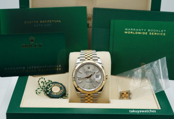 Rolex 126333 DATEJUST 41 YELLOW GOLD STEEL SILVER DIAL JUBILEE BAND WARRANTY - Image 2