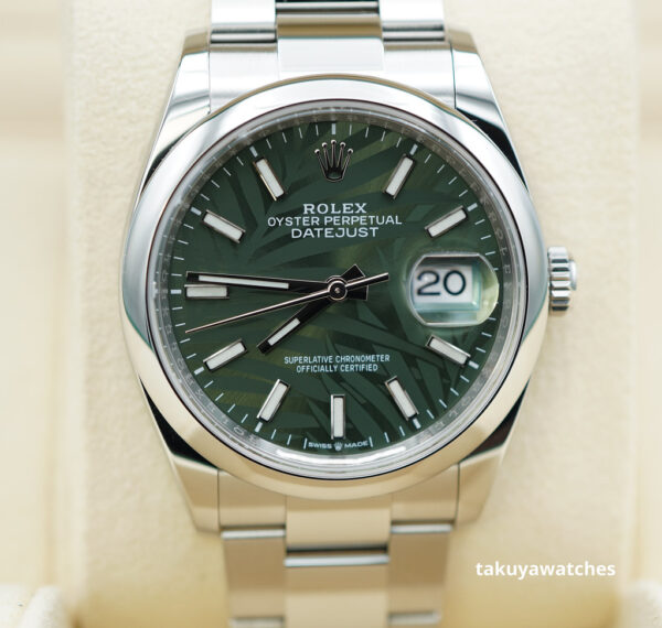 Rolex 126200 DATEJUST 36 PALM MOTIF DIAL OYSTER BAND 2022 COMPLETE