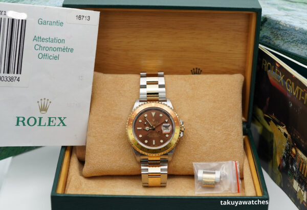 Rolex 16713 GMT MASTER 2 TWO TONE ROOTBEER BROWN DIAL 2004 BOXES PAPERS - Image 2