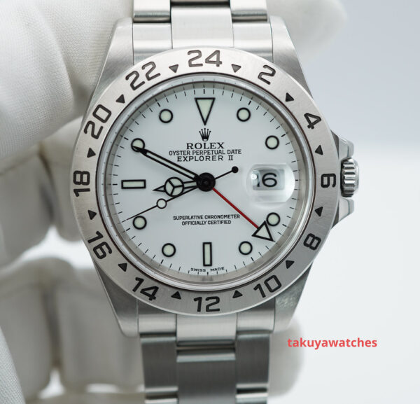Rolex 16570 EXPLORER II 40MM POLAR WHITE DIAL LUG HOLES Y SERIAL FULL SET