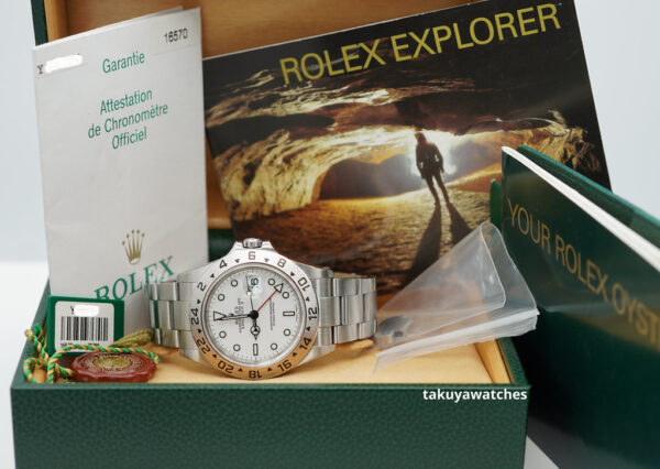 Rolex 16570 EXPLORER II 40MM POLAR WHITE DIAL LUG HOLES Y SERIAL FULL SET - Image 2