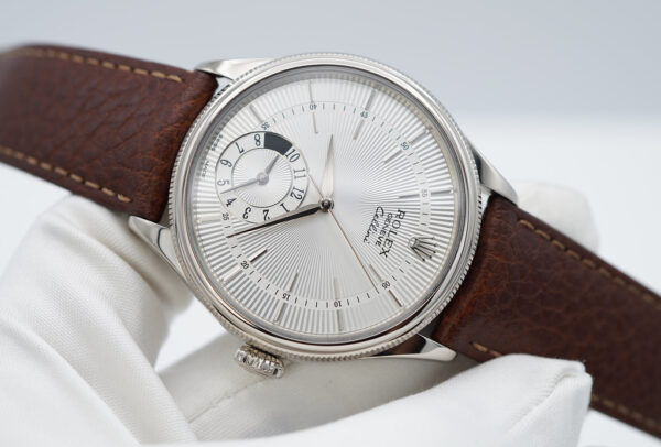 Rolex 50529 CELLINI GMT DUAL TIME 18K WHITE GOLD SILVER DIAL 2021 BOXES PAPERS - Image 7