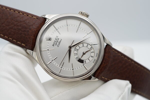 Rolex 50529 CELLINI GMT DUAL TIME 18K WHITE GOLD SILVER DIAL 2021 BOXES PAPERS - Image 6