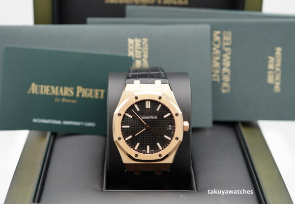 LIKE NEW Audemars PIGUET ROYAL OAK 15500OR ROSE GOLD BLACK DIAL 41MM 2022 FULL SET - Image 2
