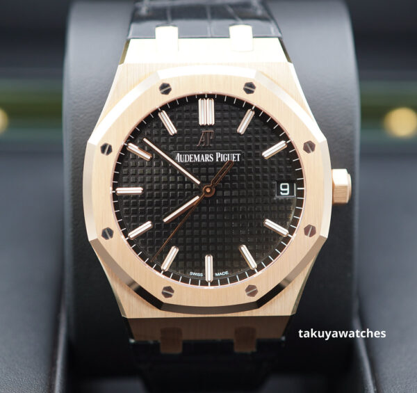 LIKE NEW Audemars PIGUET ROYAL OAK 15500OR ROSE GOLD BLACK DIAL 41MM 2022 FULL SET