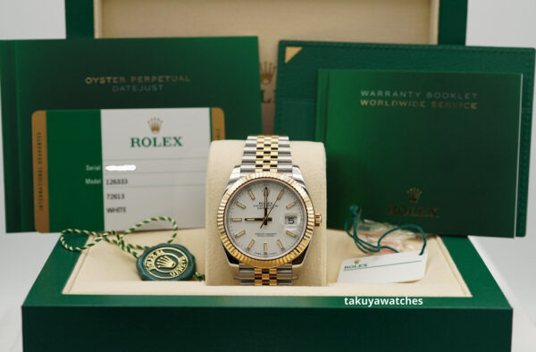 Rolex 126333 DATEJUST 41 YELLOW GOLD STEEL WHITE DIAL JUBILEE BAND FULL SET - Image 2