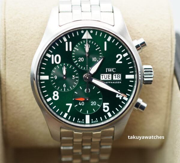 IWC IW388104 PILOT's WATCH CHRONOGRAPH 41 GREEN DIAL WARRANTY FULL SET