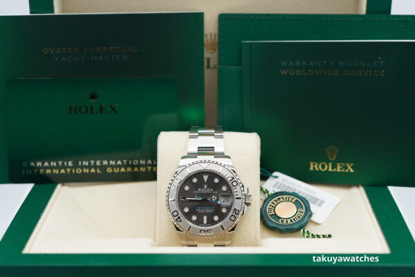 NEW Rolex 268622 YACHTMASTER PLATINUM BEZEL SLATE DIAL 37MM 2022 COMPLETE SET - Image 2