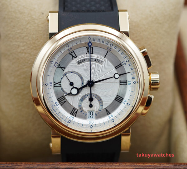 Breguet MARINE CHRONOGRAPH 5827 18K YELLOW GOLD SILVER DIAL 2021 FULL SET