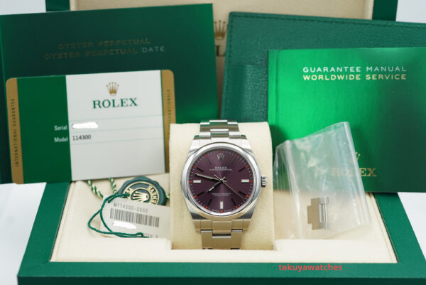 Rolex 114300 OYSTER PERPETUAL RED GRAPE DIAL 39MM COMPLETE SET - Image 2