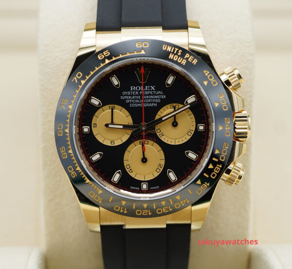 Rolex 116518LN DAYTONA 18K YELLOW GOLD PAUL NEWMAN DIAL OYSTERFLEX COMPLETE SET