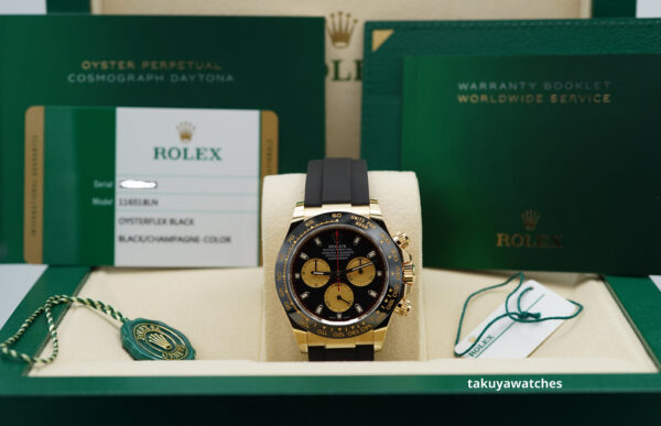 Rolex 116518LN DAYTONA 18K YELLOW GOLD PAUL NEWMAN DIAL OYSTERFLEX COMPLETE SET - Image 2