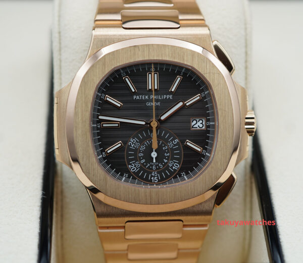 Patek PHILIPPE 5980/1R NAUTILUS CHRONOGRAPH 18K ROSE GOLD 2017 FULL SET