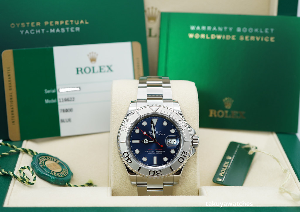 Rolex 116622 YACHTMASTER PLATINUM BEZEL BLUE DIAL 40MM COMPLETE