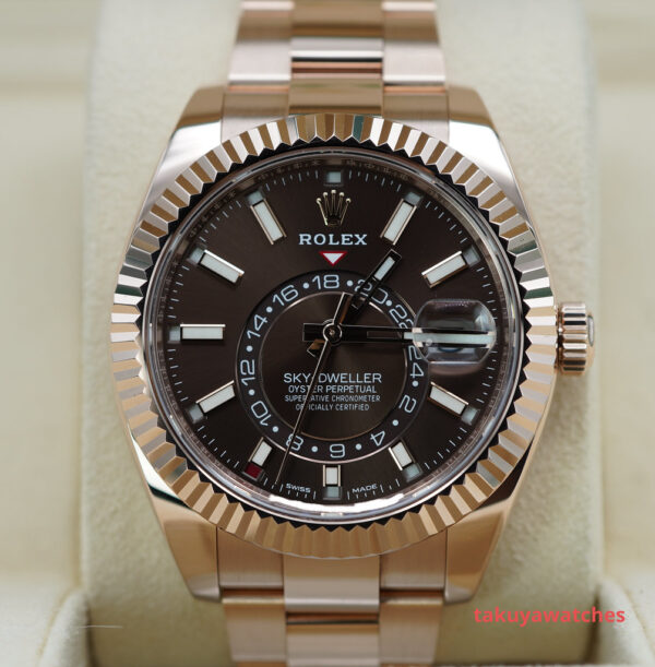 Rolex 326935 SKY-DWELLER 18K ROSE GOLD CHOCOLATE DIAL 2021 COMPLETE SET