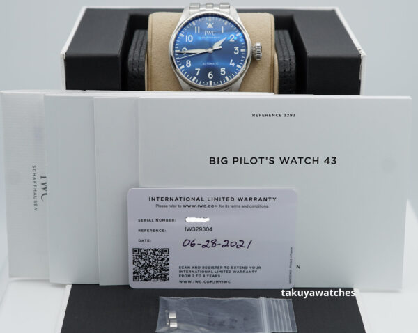 Iwc BIG PILOT 43 BLUE DIAL IW329304 BRACELET 2021 WARRANTY FULL SET - Image 2