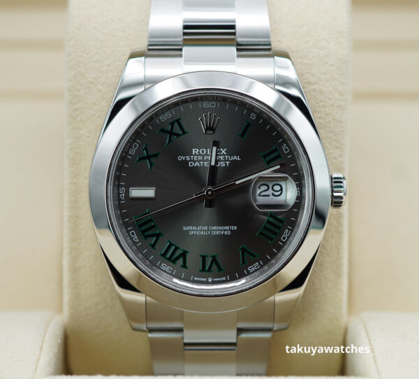 Rolex 126300 DATEJUST 41 WIMBLEDON DIAL OYSTER BAND 2020 WARRANTY FULL SET