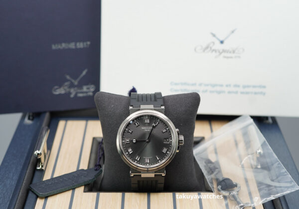 NEW BREGUET MARINE 5517 TITANIUM SLATE GREY DIAL RUBBER STRAP 2023 FULL SET - Image 2