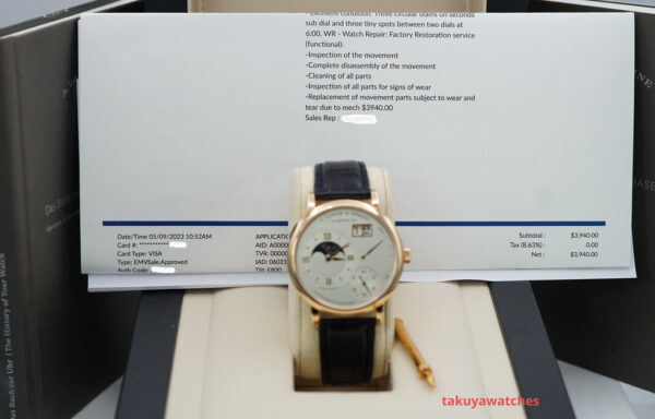 A. Lange & Sohne GRAND LANGE 1 MOONPHASE 18K ROSE GOLD 139.032 DEPLOYANT CLASP FULL SET - Image 2