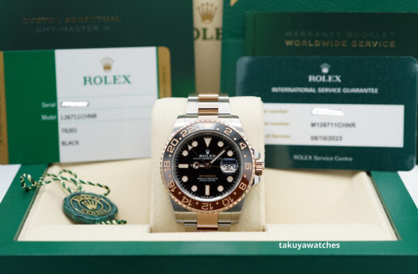 Rolex 126711CHNR GMT MASTER 2 18K ROSE GOLD STEEL ROOTBEER WARRANTY FULL SET - Image 2