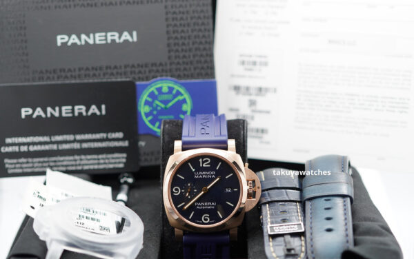 Panerai PAM 1112 LUMINOR MARINA ROSE GOLD SOLE BLU 44MM 2021 WARRANTY FULL SET - Image 2