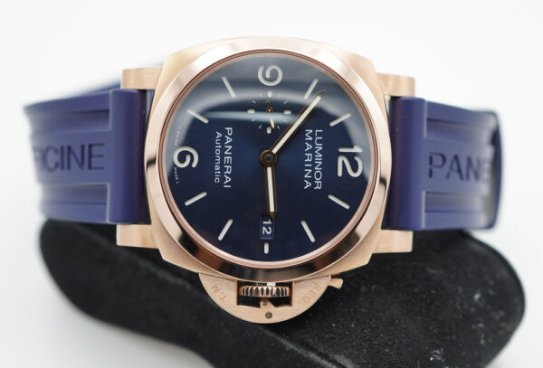Panerai PAM 1112 LUMINOR MARINA ROSE GOLD SOLE BLU 44MM 2021 WARRANTY FULL SET - Image 10