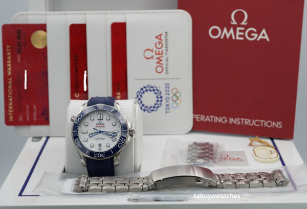 Omega SEAMASTER DIVER 300M TOKYO OLYMPICS 2021 WARRANTY EXTRA STRAP FULL SET - Image 2