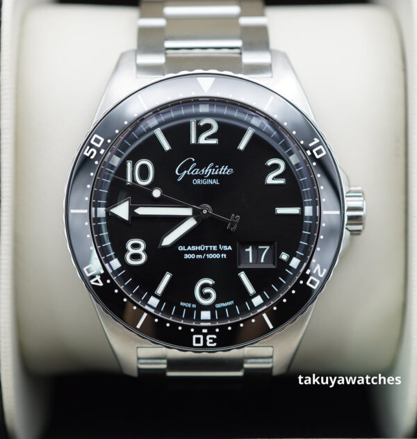 Glashutte ORIGINAL SeaQ PANORAMA DATE STAINLESS STEEL BLACK DIAL FULL SET