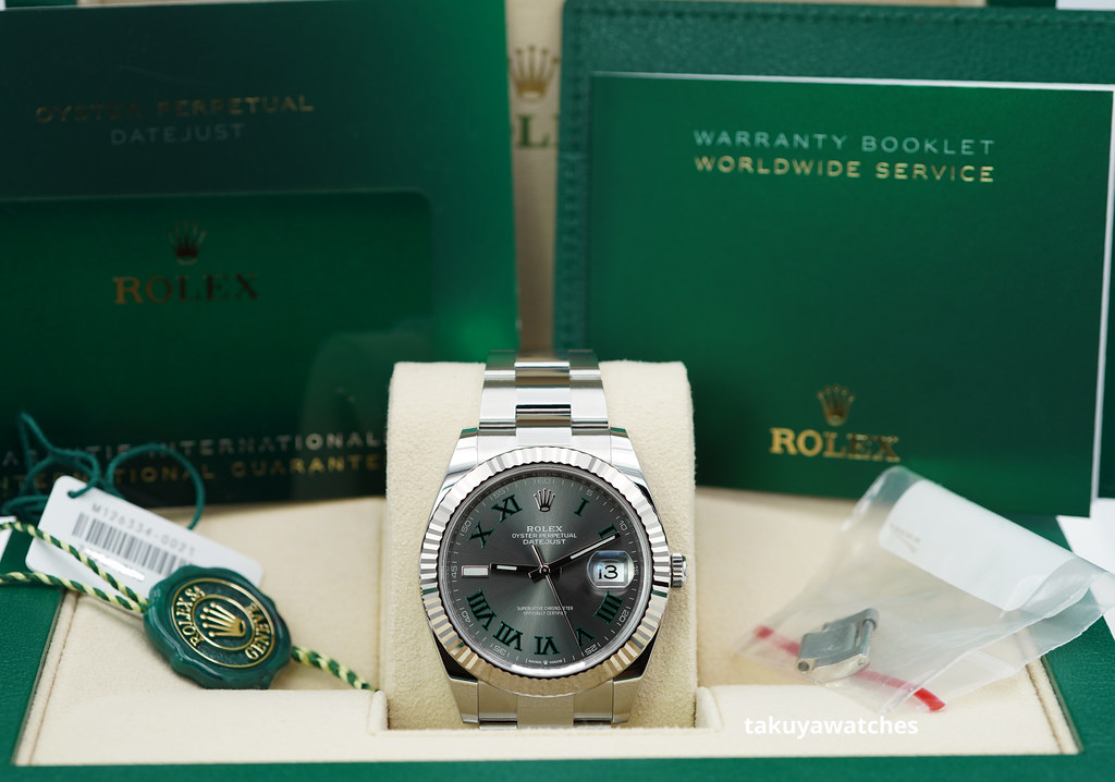 Rolex 126334 DATEJUST 41 FLUTED BEZEL WIMBLEDON DIAL OYSTER