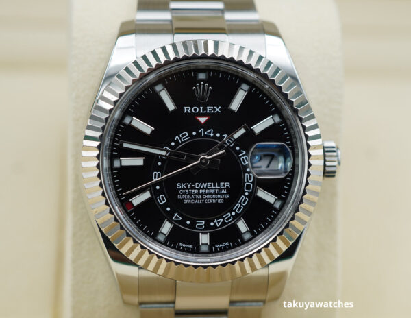 Rolex 326934 SKY-DWELLER STEEL BLACK DIAL OYSTER BRACELET COMPLETE SET