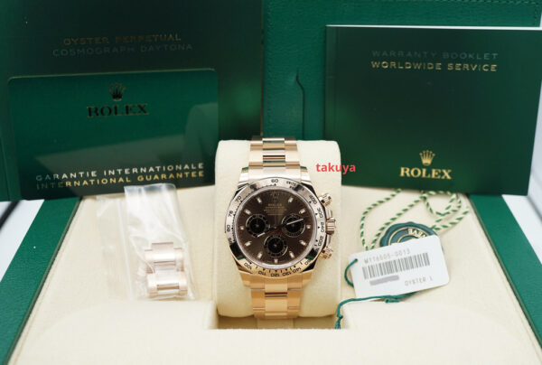 Rolex 116505 DAYTONA 18K ROSE GOLD NEW CHOCOLATE DIAL 2022 COMPLETE SET - Image 2