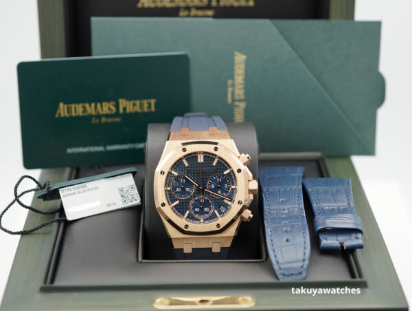 Audemars PIGUET ROYAL OAK CHRONOGRAPH 26240OR 18K ROSE GOLD BLUE DIAL 2023 FULL SET - Image 2