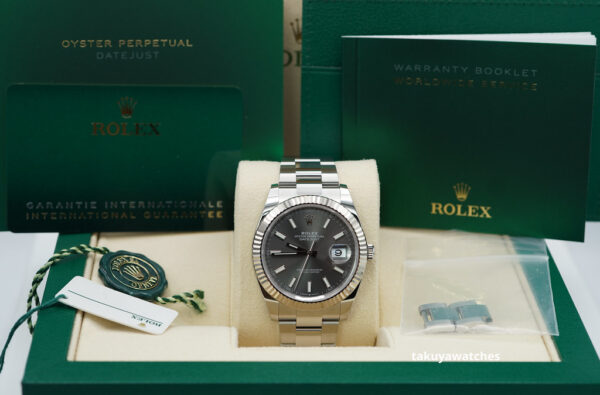 Rolex 126334 DATEJUST 41 FLUTED BEZEL SLATE STICKS DIAL OYSTER 2023 FULL SET - Image 2
