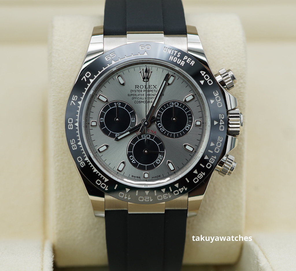 Rolex 116519LN DAYTONA 18K WHITE GOLD OYSTERFLEX STEEL DIAL COMPLETE ...