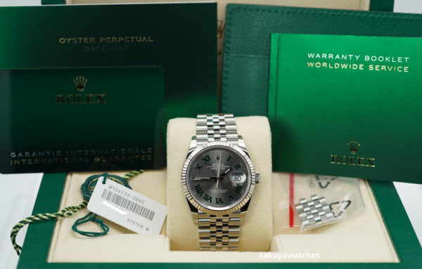 Rolex 126234 DATEJUST 36 FLUTED BEZEL WIMBLEDON DIAL JUBILEE 2023 FULL SET - Image 2