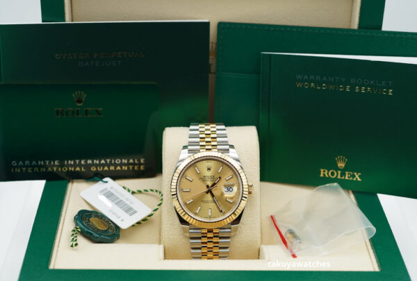 Rolex 126333 DATEJUST 41 YELLOW GOLD STEEL CHAMPAGNE DIAL JUBILEE BAND 2023 FULL SET - Image 2