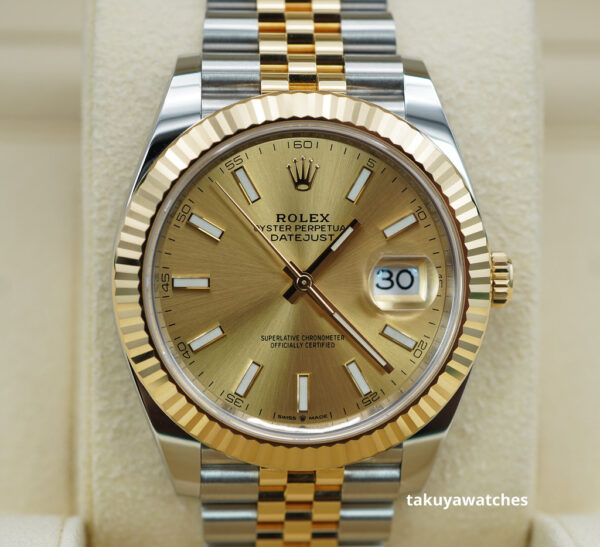 Rolex 126333 DATEJUST 41 YELLOW GOLD STEEL CHAMPAGNE DIAL JUBILEE BAND 2023 FULL SET